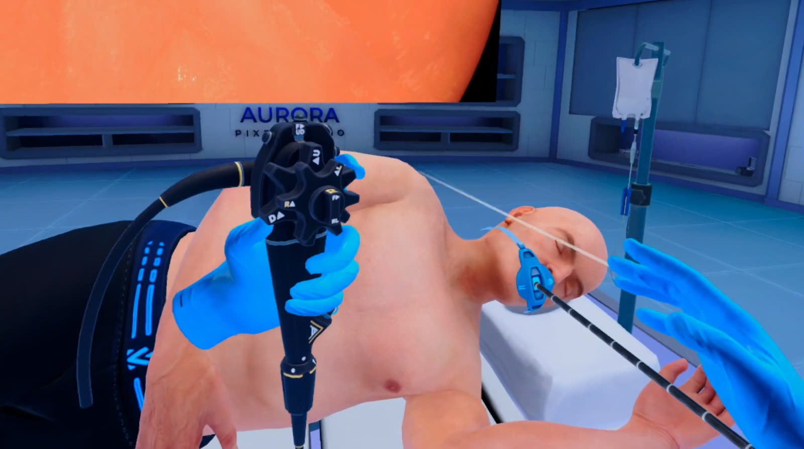 Escena de la simulación Endoscopia VR.